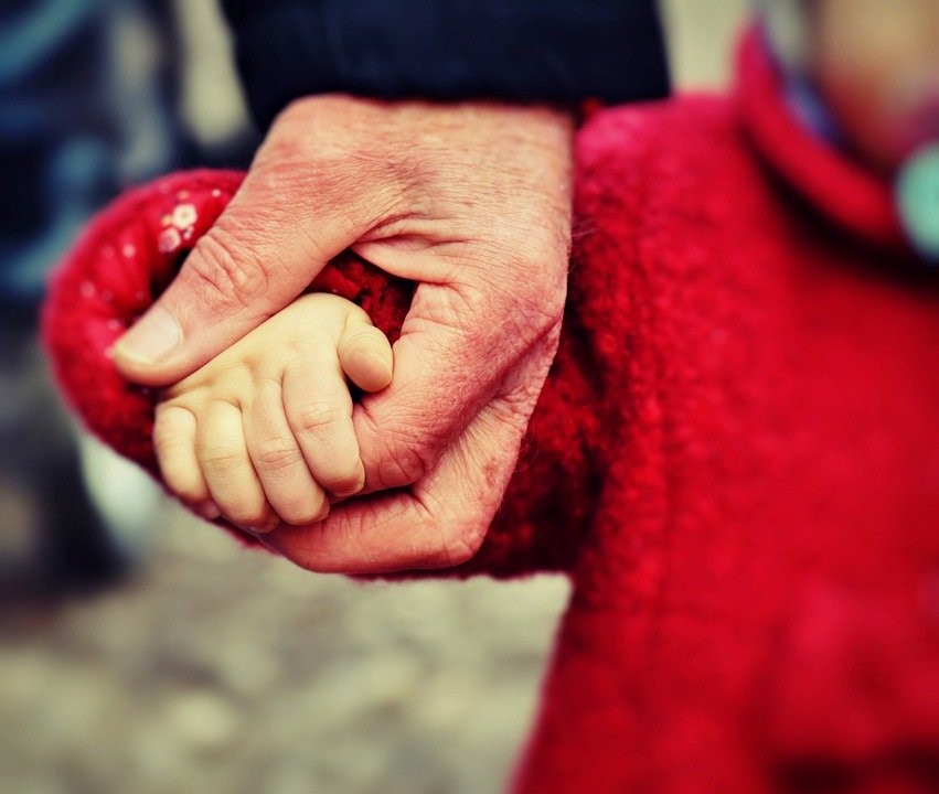 親の手と子供の手を繋いだ画像